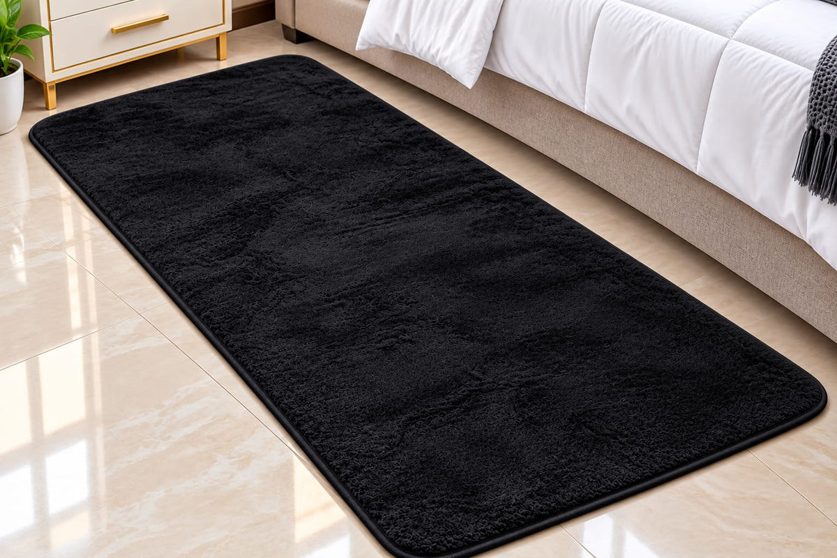 60 × 180cm Rabbit Faux Fur Bedside Mat for Bedroom Floor Use  