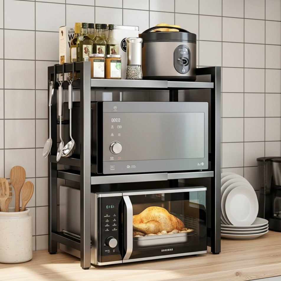 Adjustable Double Layer Heavy-Duty Microwave Stand
