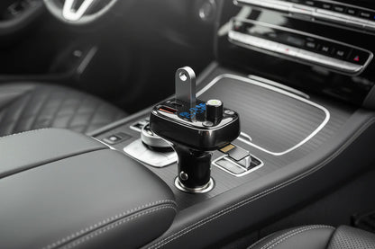 Car Bluetooth FM Transmitter with Triple USB Car Charger – Black, Bluetooth 5.0, Fast Charging, Hands-Free Calling