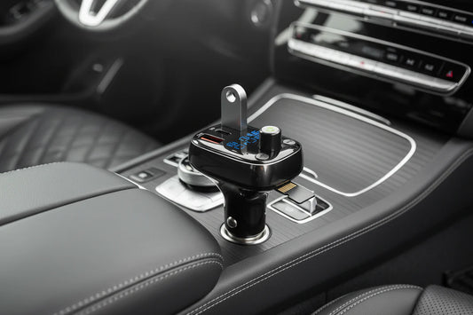 Car Bluetooth FM Transmitter with Triple USB Car Charger – Black, Bluetooth 5.0, Fast Charging, Hands-Free Calling