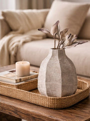 Stone petal decorative vase measuring 21 by 20 cm