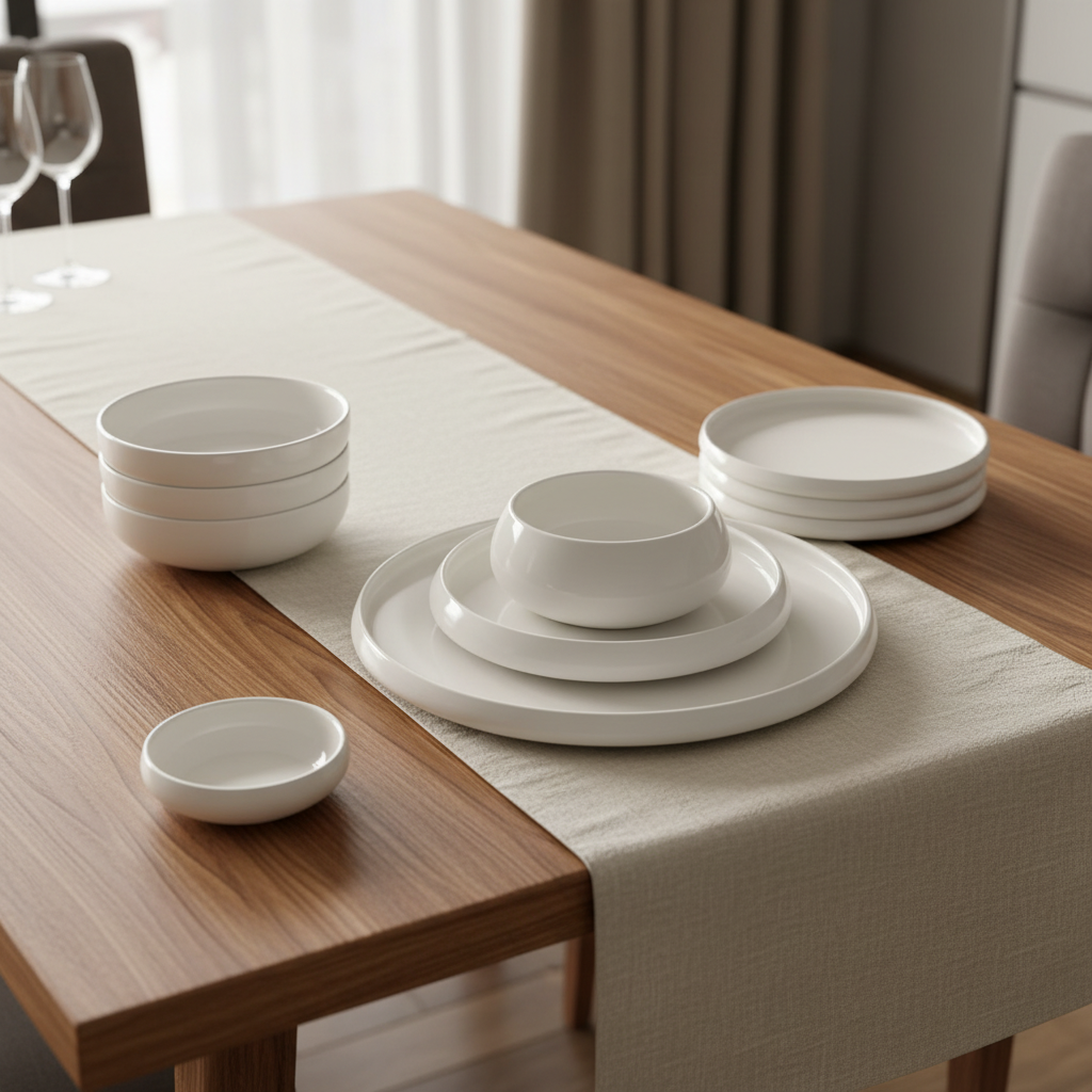 24pcs White Ceramic Dinner Set