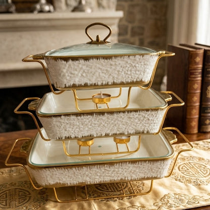 3Pcs Ceramic Chafing Dish Set