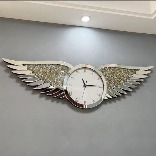 Light luxury diamond encrusted wall clock with elegant modern decorative design for stylish interiors. 