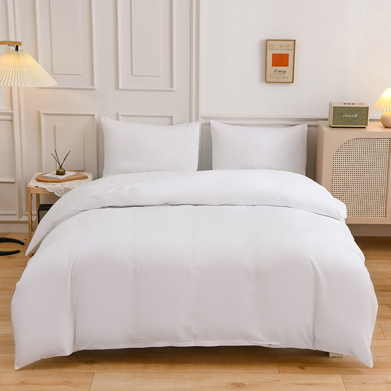 White microfiber duvet cover set with bedsheet and two pillowcases size 6x6