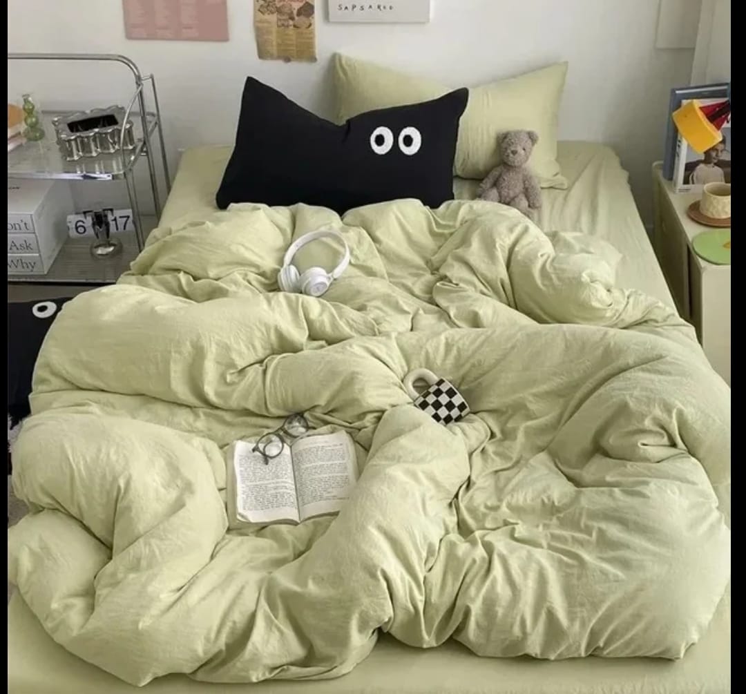 4Pc Plain Duvet Cover Set Soft Glam
