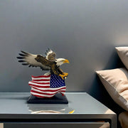 American bald eagle figurine with American flag design for patriotic home, office, and interior décor.
