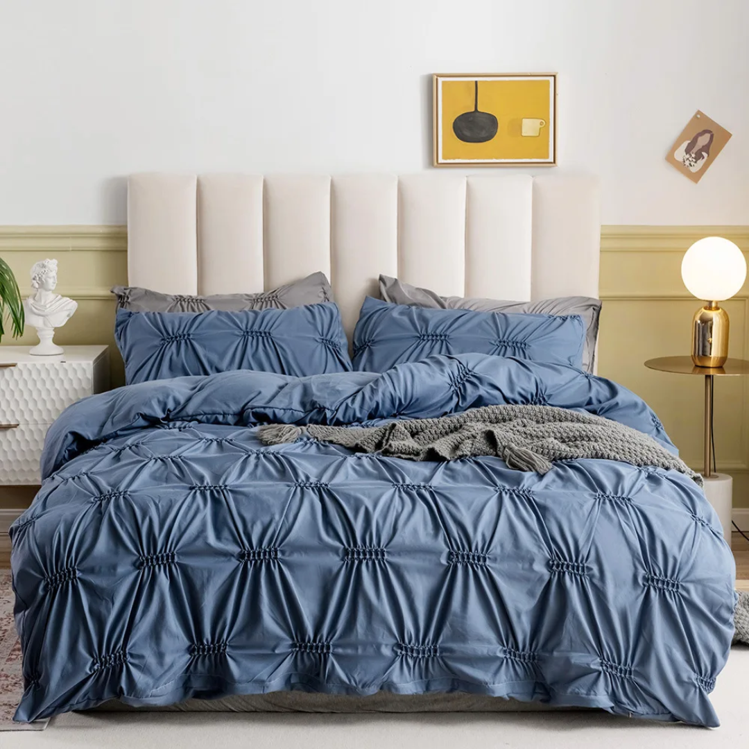 3Pcs Double Pinch Pleat Duvet Cover Set