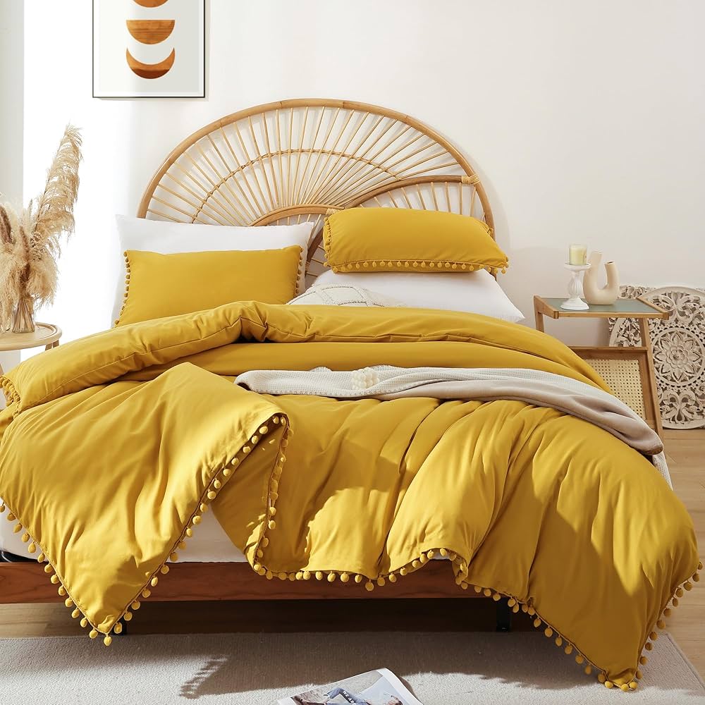 PomPom Laced Design Duvet Cover Set 6 × 6 ft