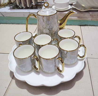 9PC Marble Tea Set
