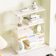 Multipurpose wood and acrylic storage rack measuring 48 × 34 × 15 cm for kitchen, bathroom, and home organization.