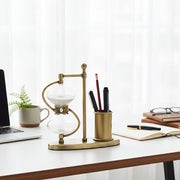 Rotating Hourglass with Brass Pen Holder