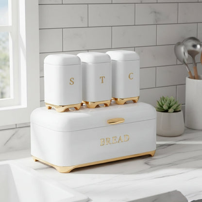 Bread Bin With 3 Canister Set