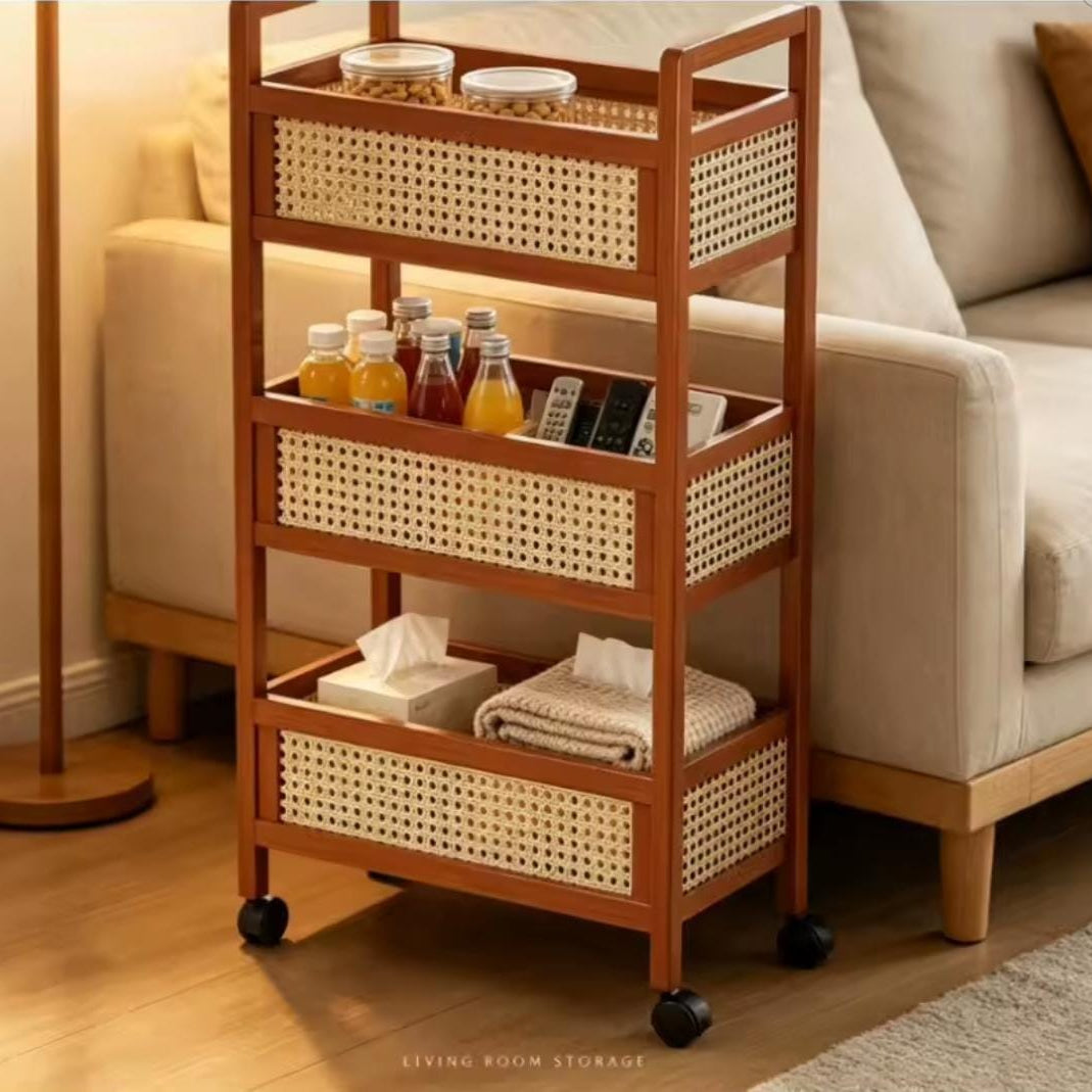3 Tier Bamboo Slim Organiser Trolley 93 × 26 × 70 cm