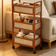 3 Tier Bamboo Slim Organiser Trolley 93 × 26 × 70 cm