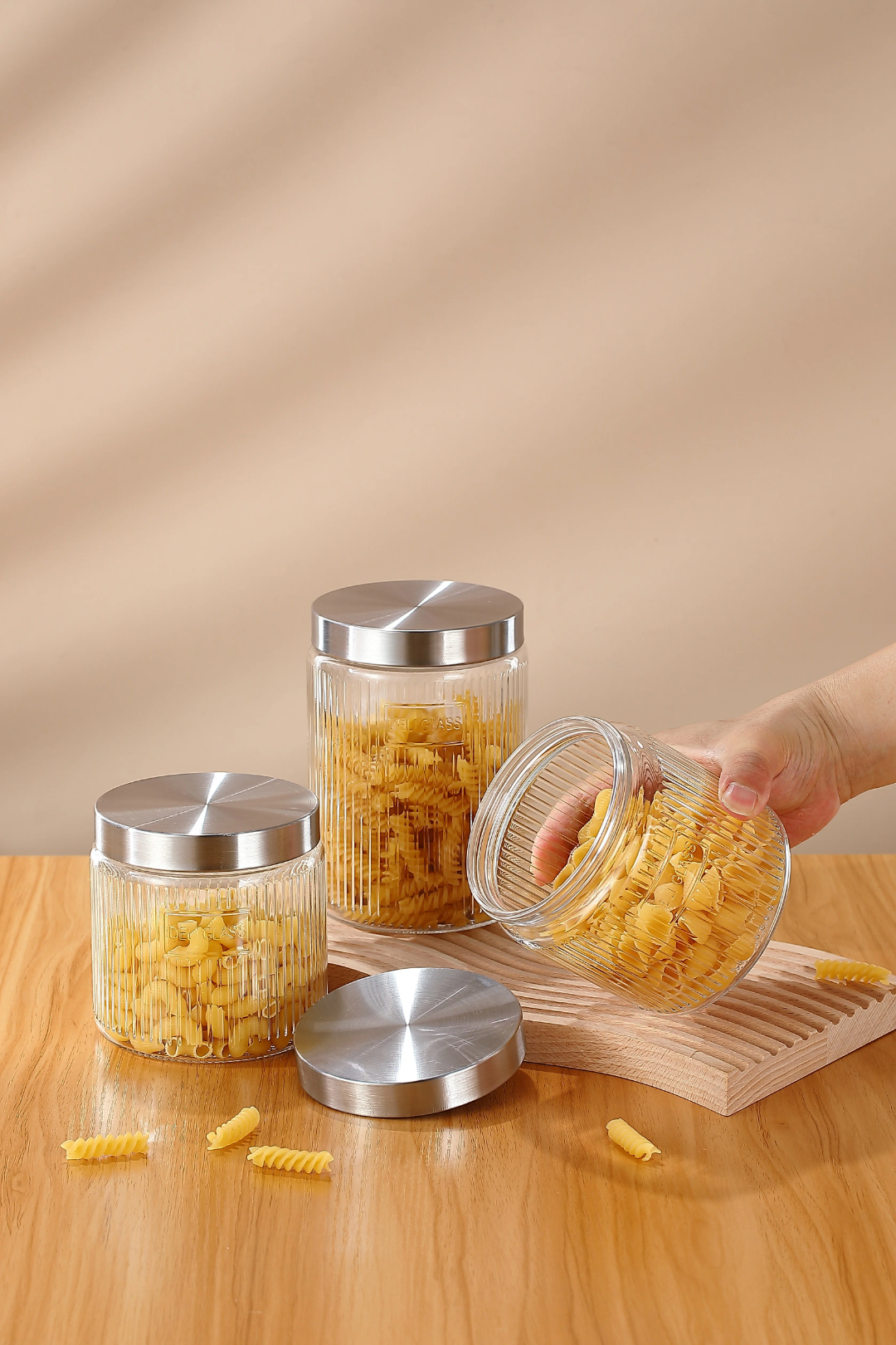 3 Pcs Set Pantry Organizer Glass Jars