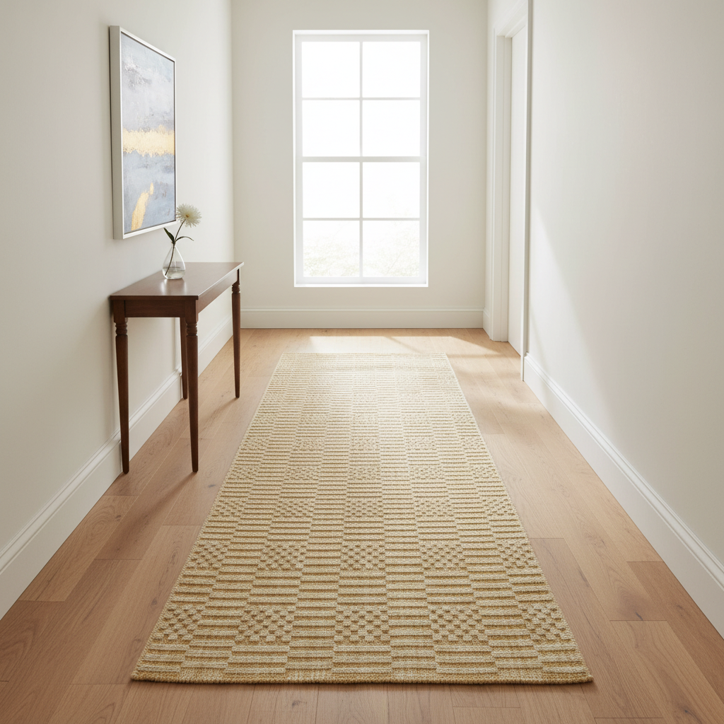 Timeless Woven Tribal Geometric Corridor Runner Rug - Beige Diamond Pattern KBLOOM04 #T13