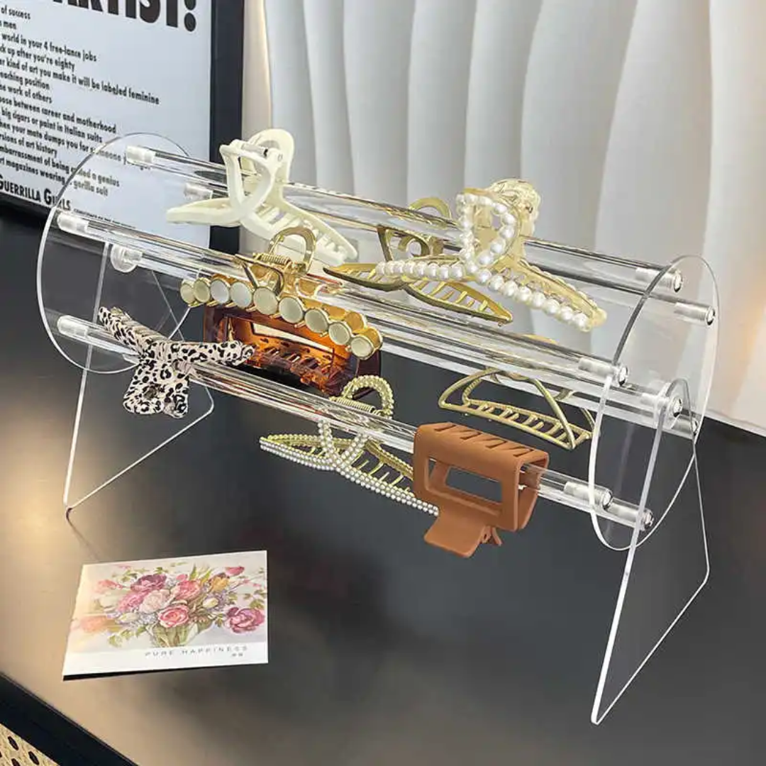 Rotating Acrylic Headband & Claw Clip Organizer