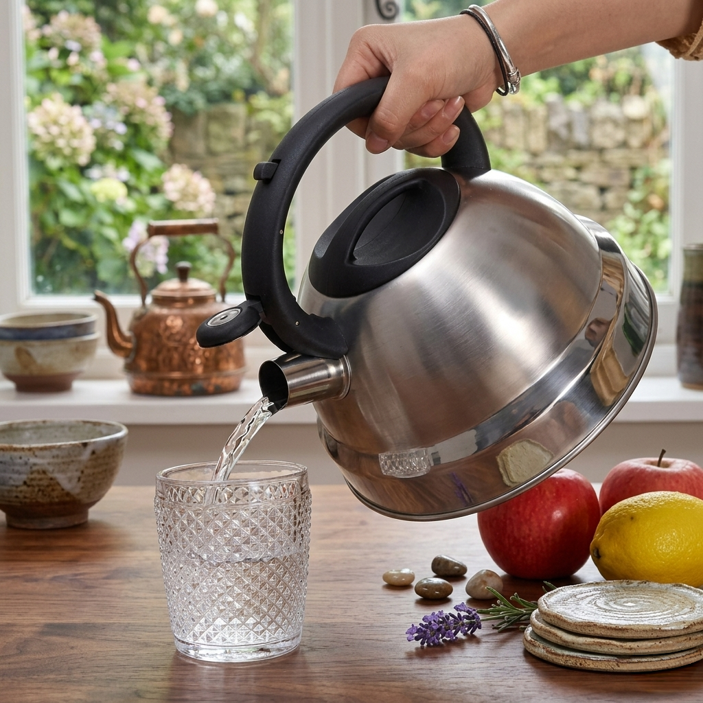 Stainless steel whistling kettle 3 litre capacity for fast and efficient boiling in modern kitchens