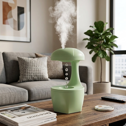 Anti gravity water droplets humidifier with 8000ml capacity, fine mist spray, and optical illusion water effect