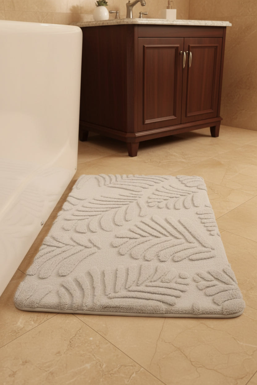 Memory sponge bath rug with faux rabbit fur surface anti-slip and absorbent for bathroom use