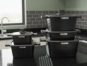 10Pcs Granite block cookware set in cream white and black colors