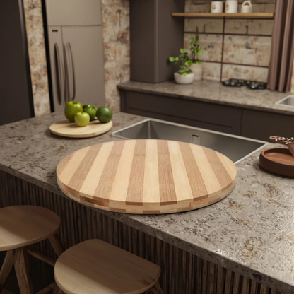 bamboo round thick chopping board 36x36cm for kitchen use
