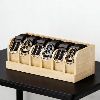 6 Slot Bamboo Belt Organizer