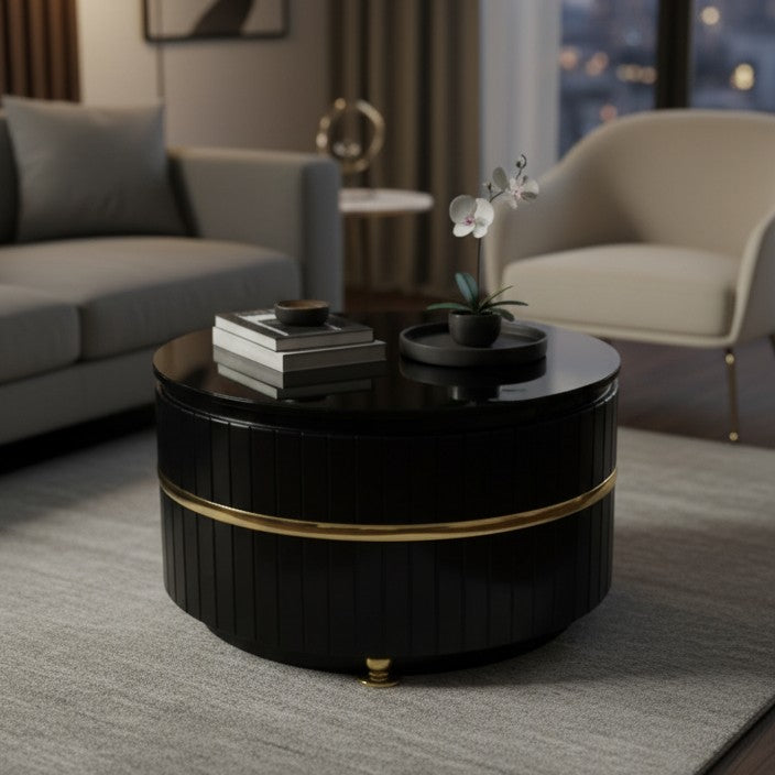 Round coffee table with sleek design for living room or lounge