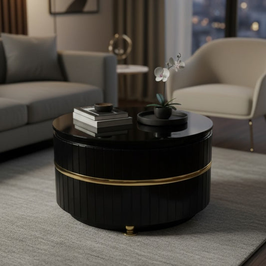 Round coffee table with sleek design for living room or lounge