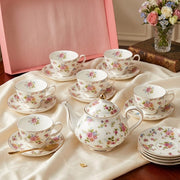 Bone Tea Set –Floral Gold Edge