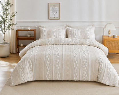 Extra big luxury textured duvet cover set with matching pillowcases for elegant and comfortable bedroom décor