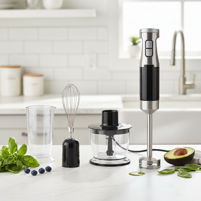 Ramtons  3-in-1 Hand Blender With Whisk, Chopper, And Mixing Cup RM/592