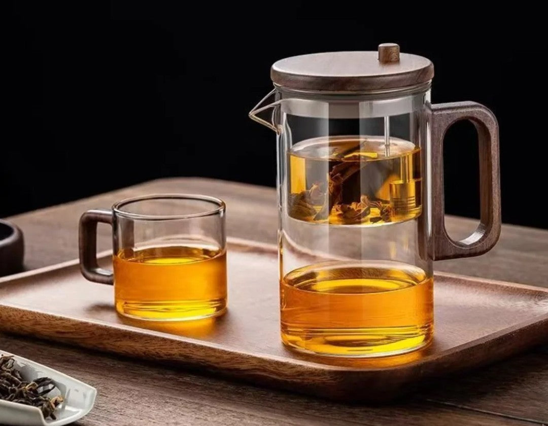 One Press Glass Infuser Teapot