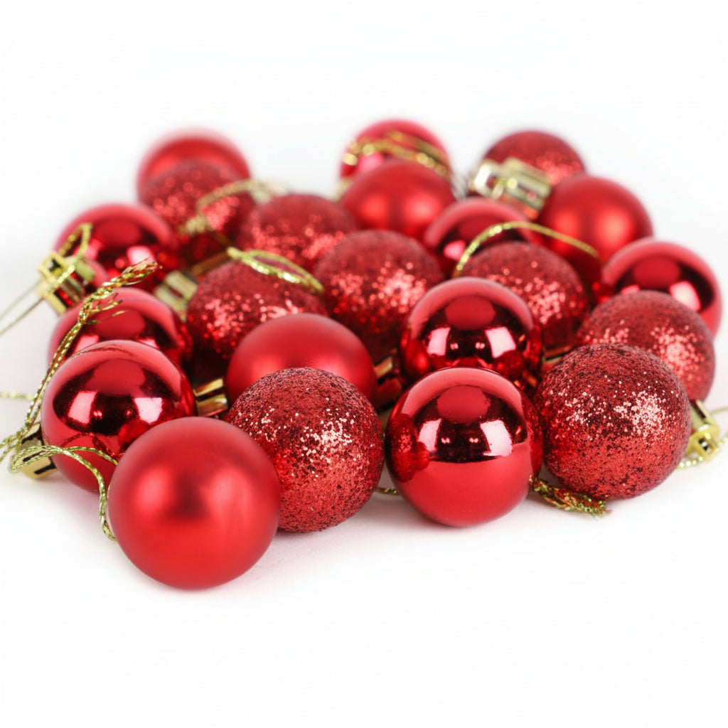 24pc 8cm Red Christmas Decoration Balls