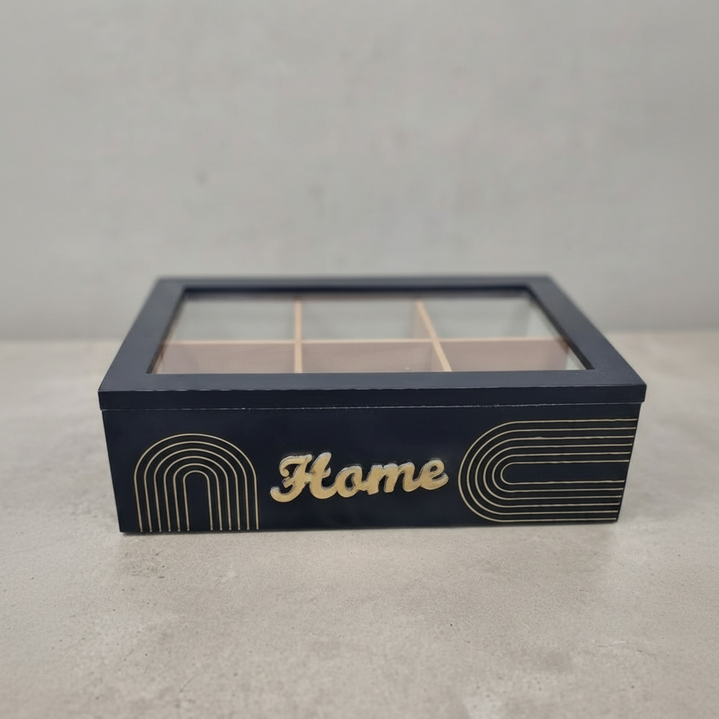 6 Compartment Wooden Tea Bag and Coffee Organizer