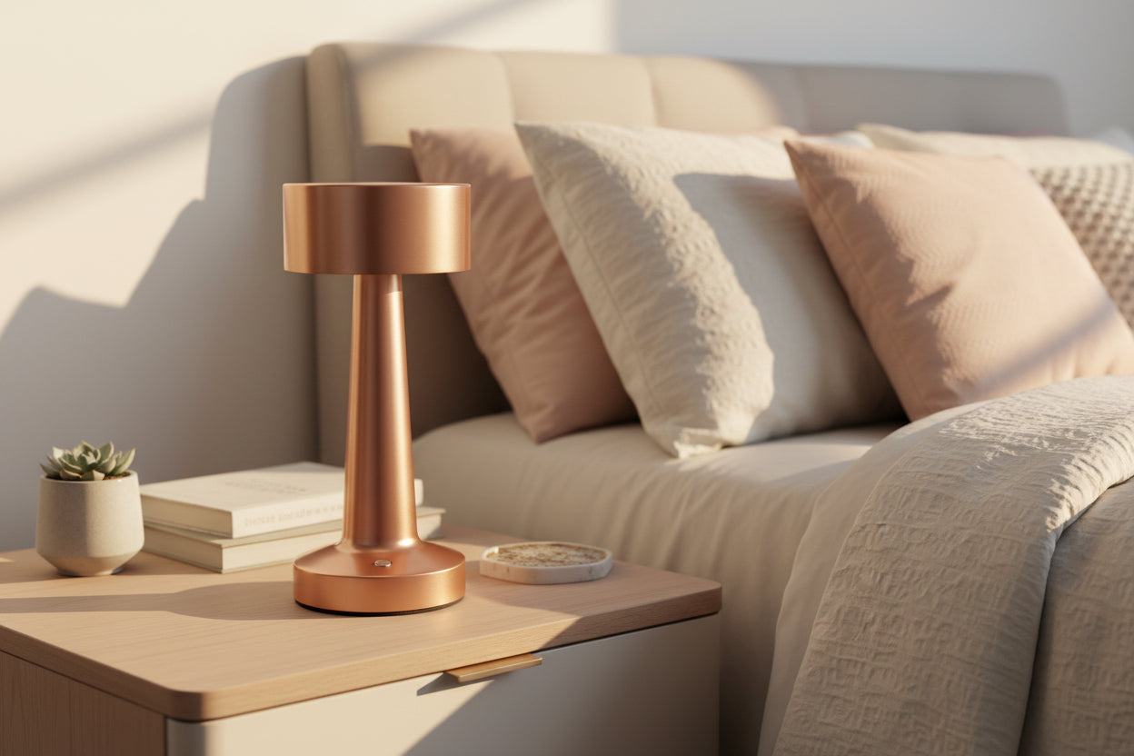 Dumbbell-shaped LED night light with warm, yellow, and natural light, portable and rechargeable