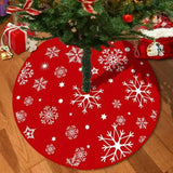 Red Christmas Tree Skirt With Snowflake Design