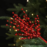 Christmas Glitter Flower Arrangement Stick With Bead String Ornament