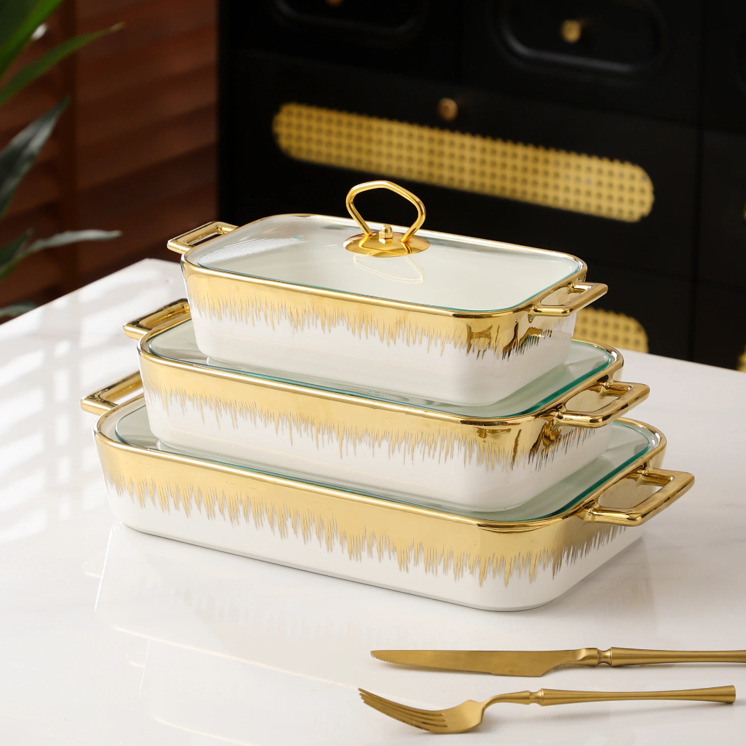 3Pcs Ceramic Chafing Dish Set