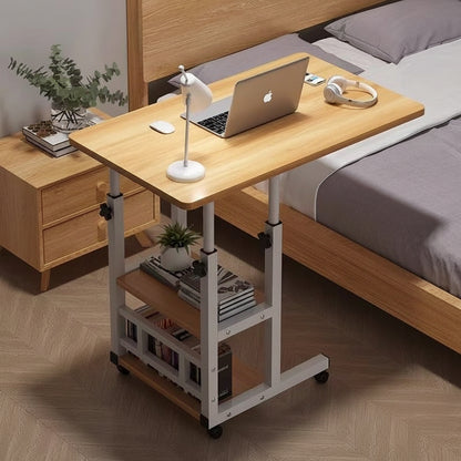Adjustable C-Shaped Side Table With Wheels