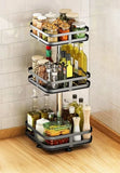 Rotating 3-Tier Spice Jar Glass Organizer