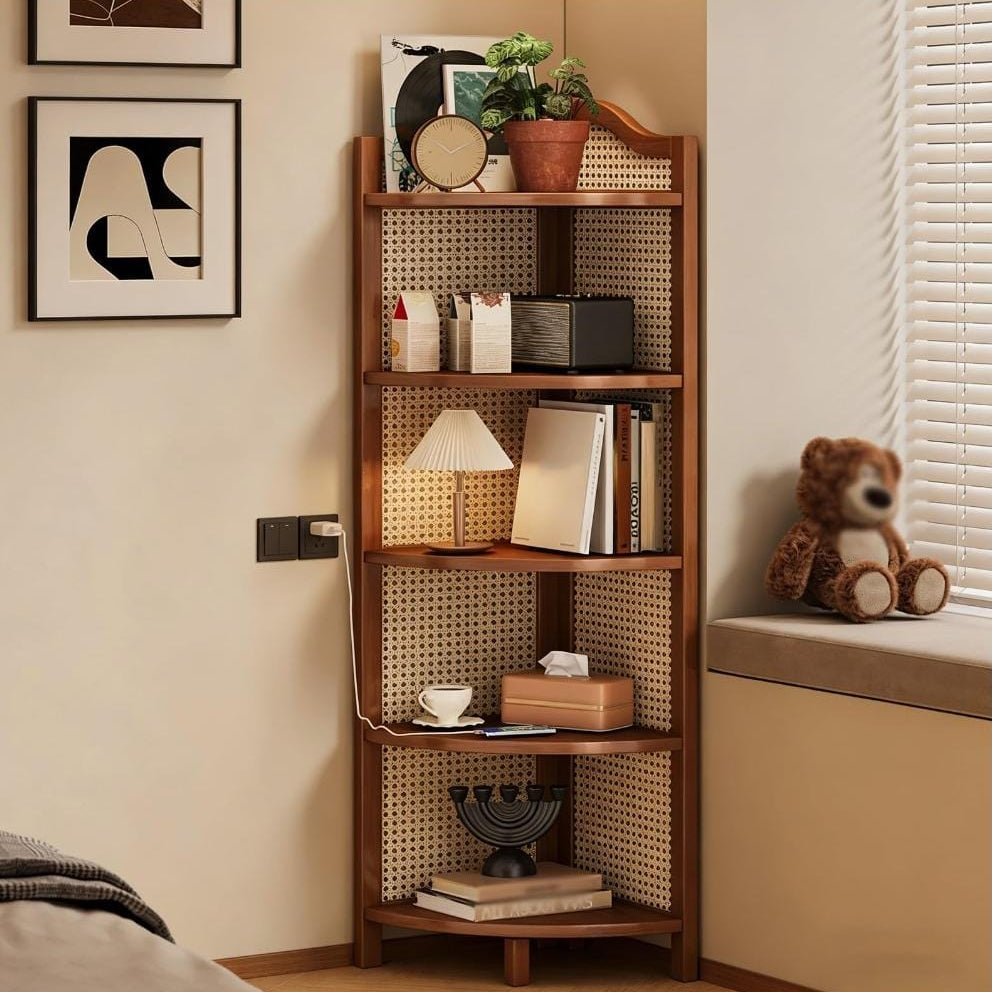 132cm 5 Tier Bamboo Corner Shelf Bookshelf
