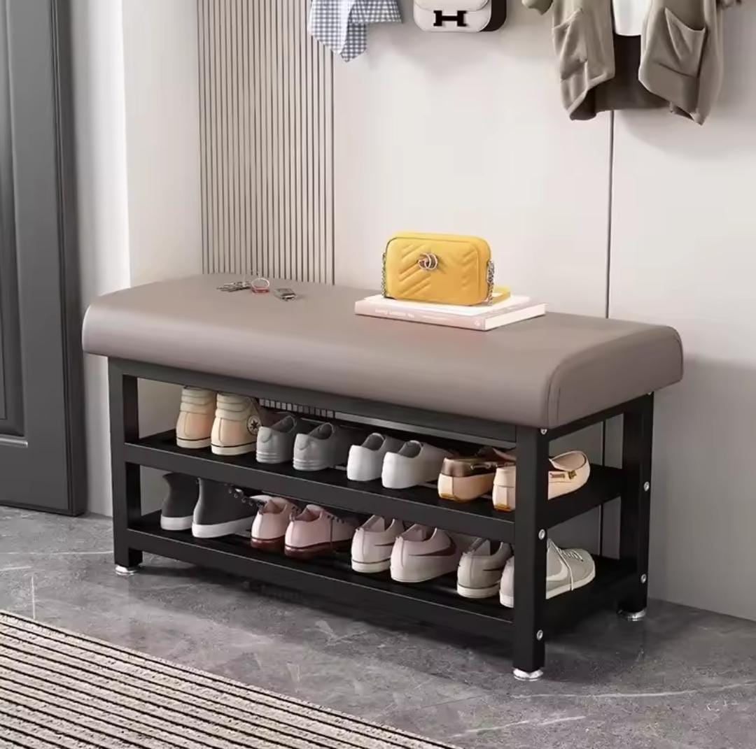 Entryway Shoe Rack with Padded Seat