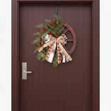 Christmas Rustic Wagon Wheel Wreath