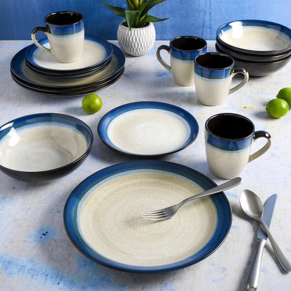24-piece ceramic dinner set with mugs, plates, and bowls, reactive glaze stoneware dining set for modern table settings