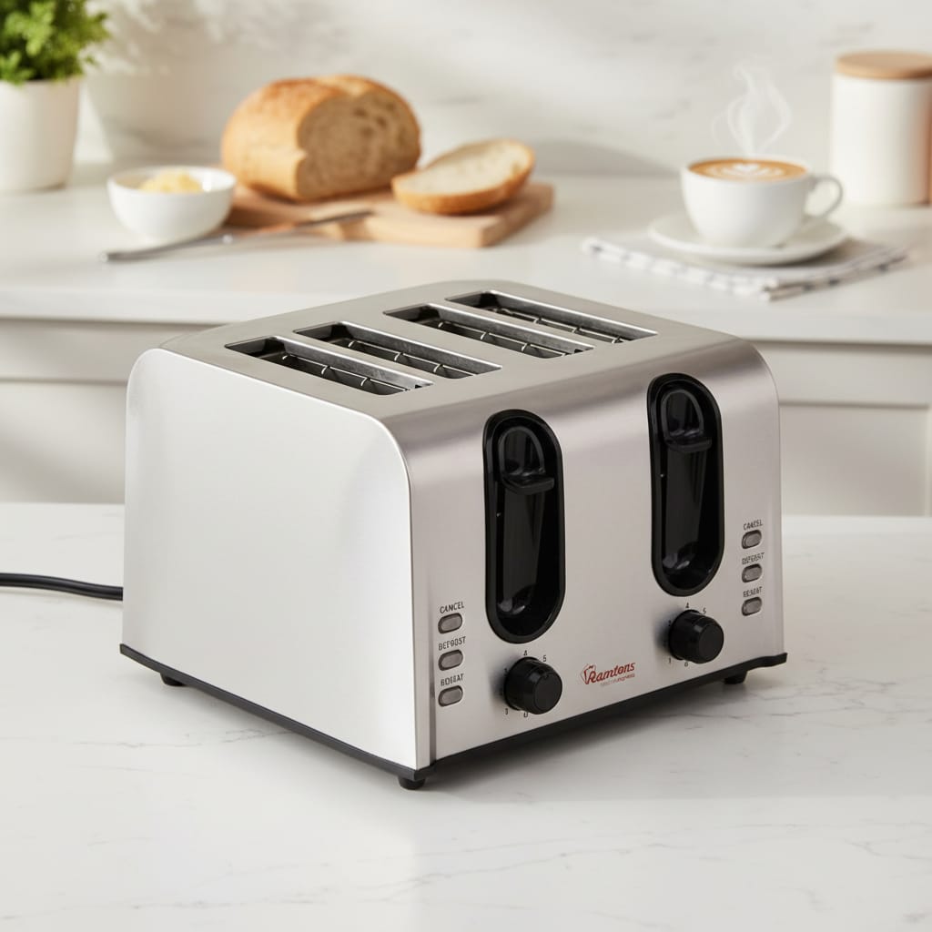 Ramtons Stainless Steel 4-Slice Pop-up Toaster – RM/678