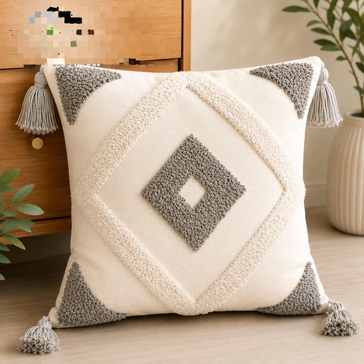 6Pcs Boho Vintage Tufted Throw Pillow Covers with Tassels