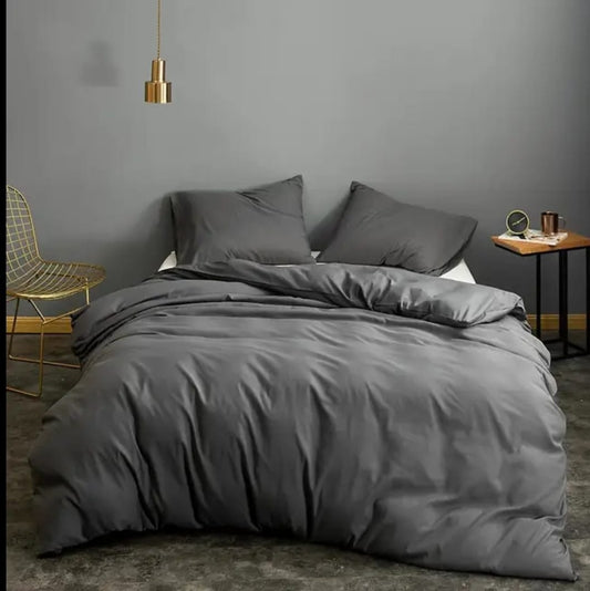 Soft Glam Edition 4 piece microfiber duvet cover set with duvet cover, flat sheet, and pillowcases.