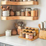 12Pcs Glass Spice Jar Set with Bamboo Lids & Stand